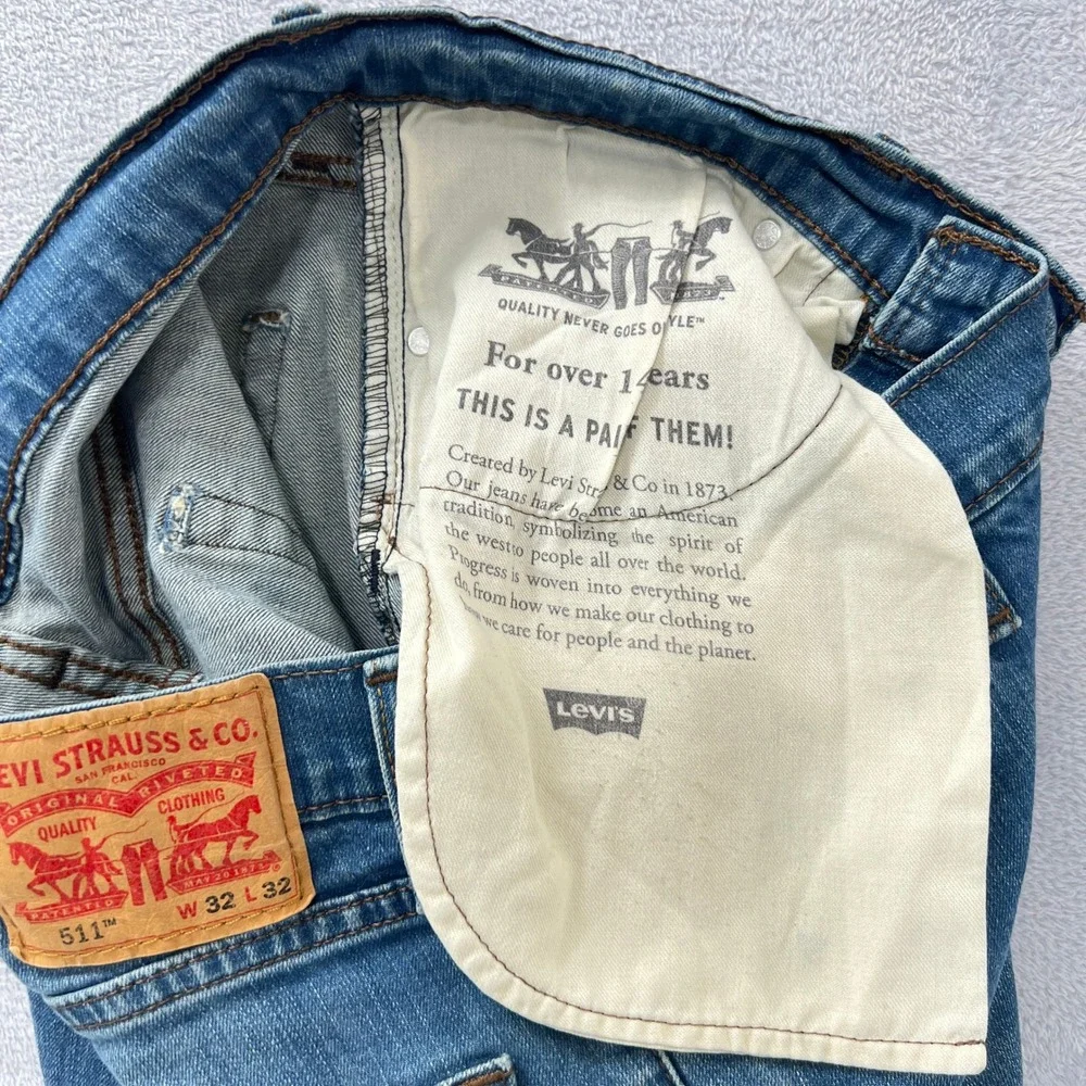 Levi's‎ 511 Slim Fit Jeans Mens 32x32 Blue Medium Wash Stretch Denim 04511-1025